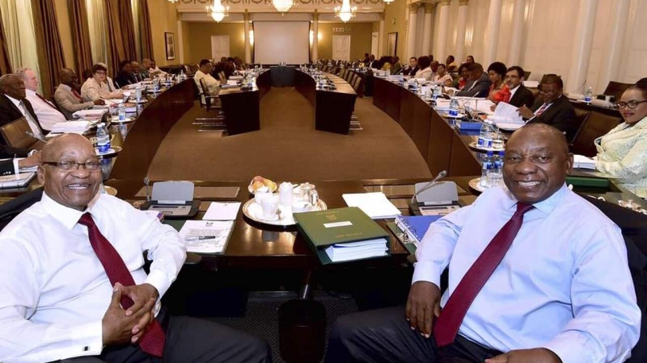 South African President Jacob Zuma and deputy Cyril Ramaphosa.