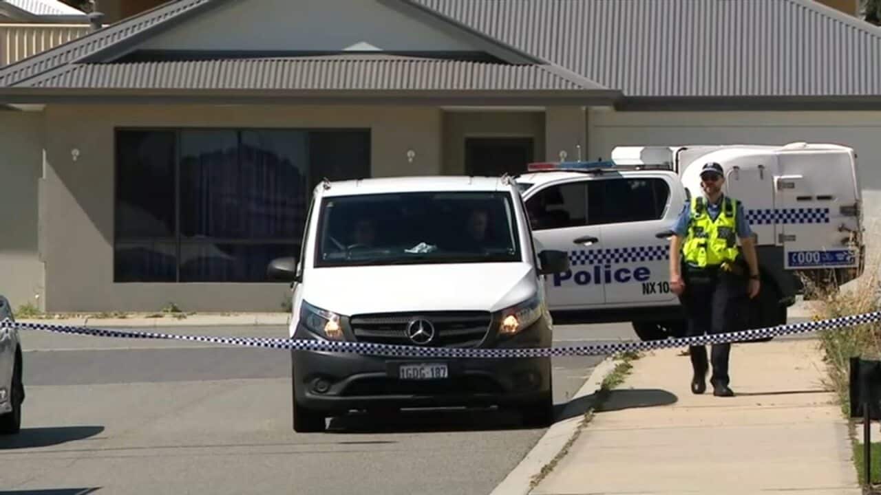 Police at the scene on Saturday.