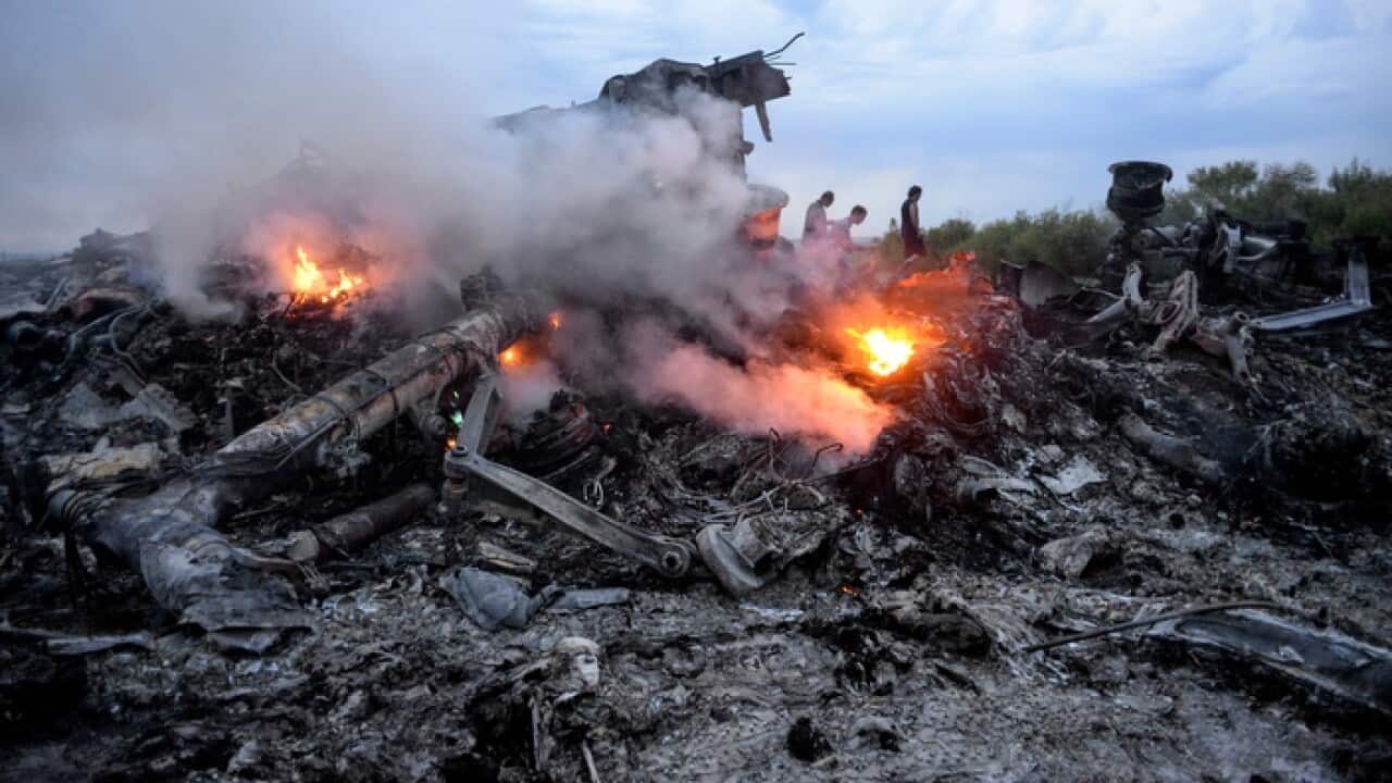 Debris of Malaysia Arilines flight MH17, which crashed in eastern Ukraine near Donetsk