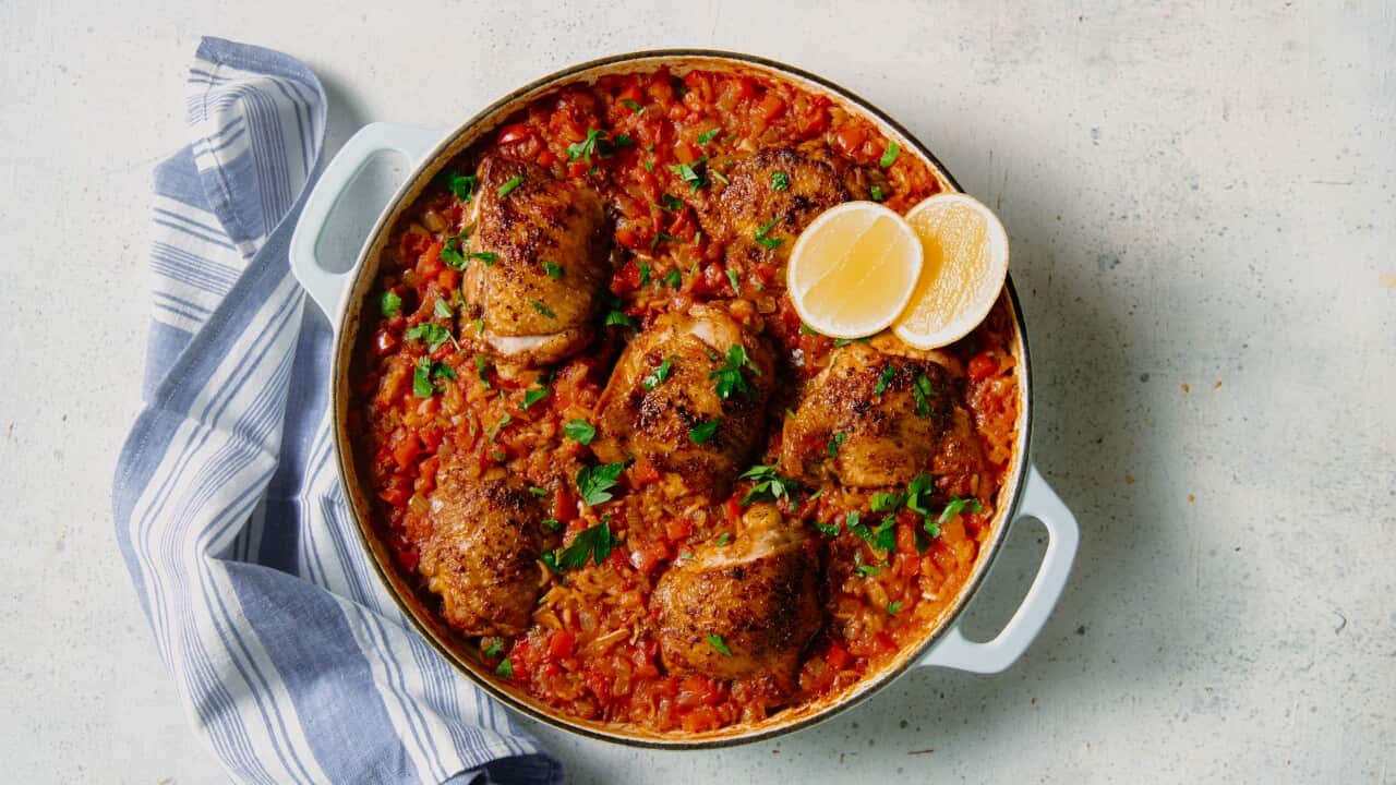 Red chicken with rice