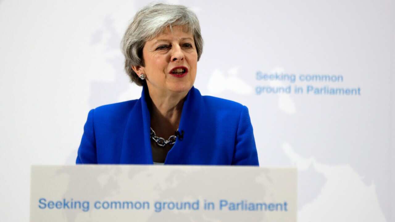 Prime Minister Theresa May making a speech in central London on her latest Brexit plans.. Picture date: Tuesday May 21, 2019. See PA story POLITICS Brexit. Photo credit should read: Kirsty Wigglesworth/PA Wire