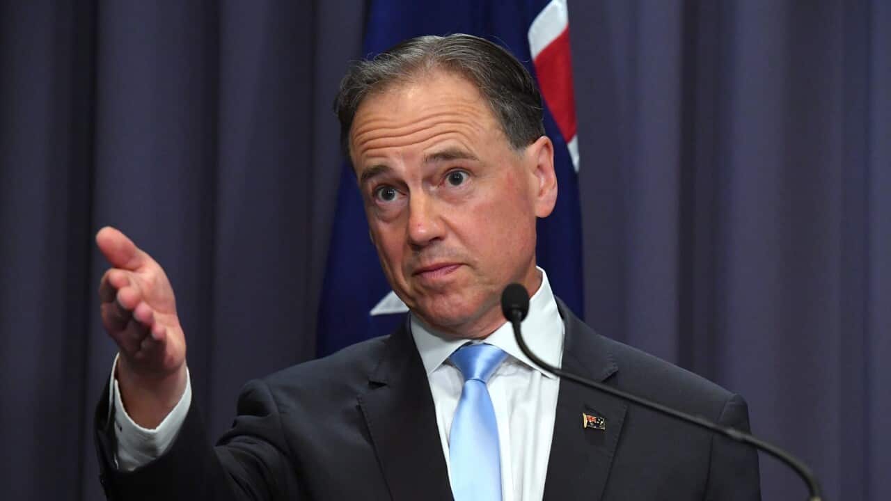 Minister for Health Greg Hunt at a press conference at Parliament House in Canberra