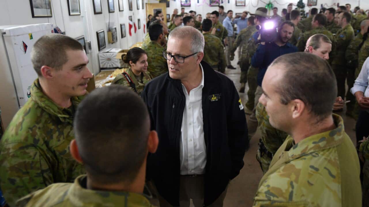 Prime Minister Scott Morrison visiting Task Group Taji at Taji Military Complex in Iraq