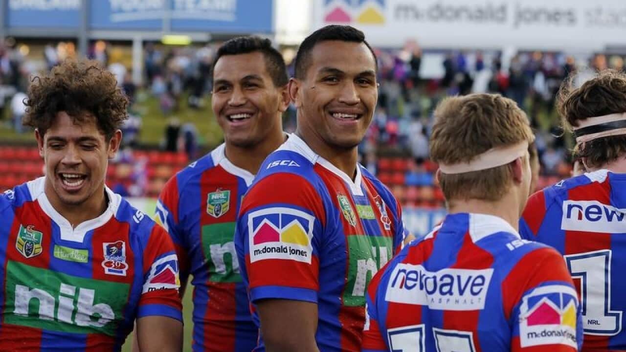 Knights players celebrate.