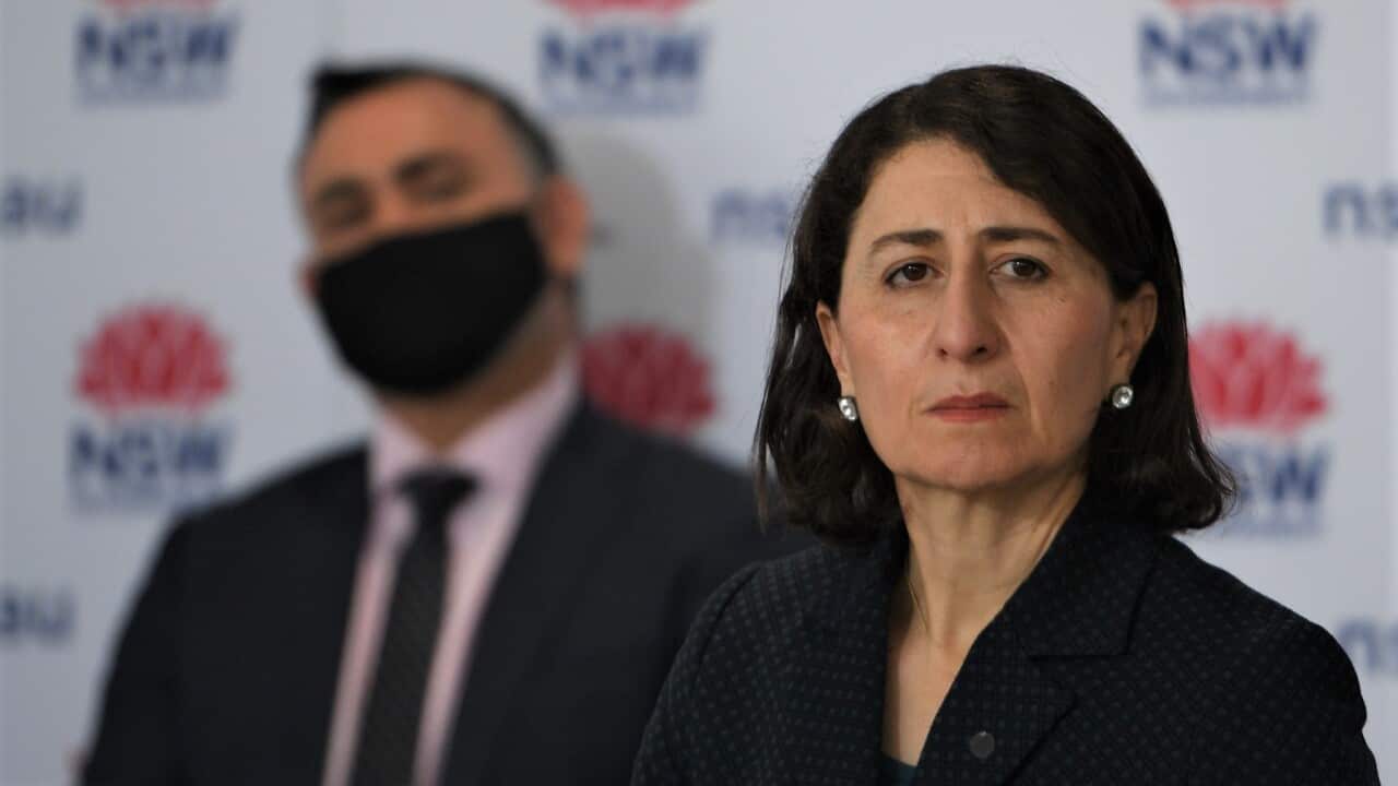 NSW Premier Gladys Berejiklian (R) and Deputy Premier John Barilaro