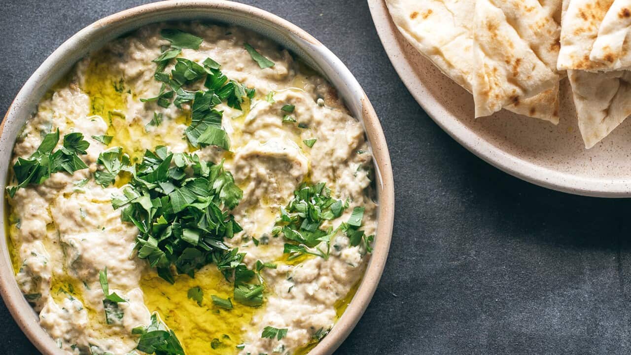 Mutubal (Syrian eggplant dip) SBS The Cook Up with Adam Liaw
