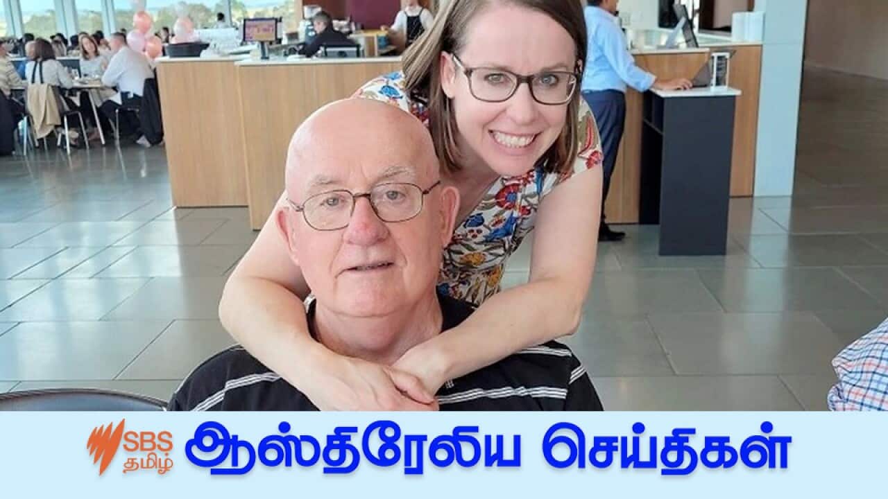 Seventy-nine-year-old Ned, who lives in an aged-care facility in Melbourne, with daughter Sharon.