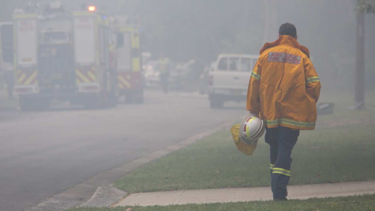 Firefighter in rain