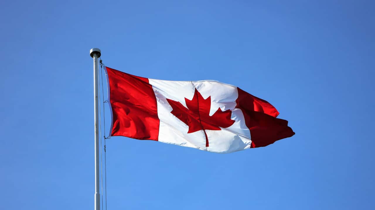 Flag of Canada in the sky 