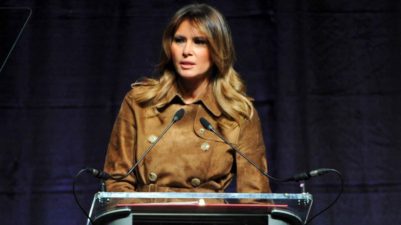 Melania Trump, First Lady of the United States, speaks at the B'More Youth Summit on Opiod Awareness.