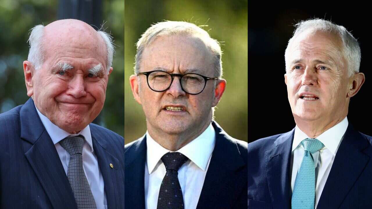 A composite image featuring photos of John Howard, Anthony Albanese and Malcolm Turnbull