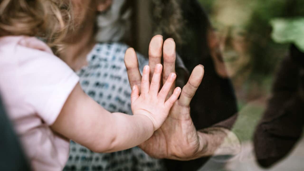 Child visiting granddad