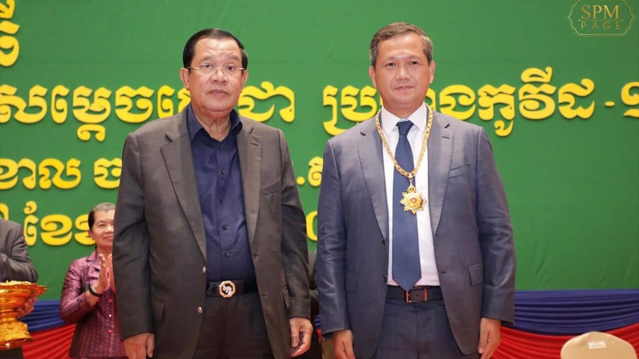 Cambodia PM Hun Sen and his son Hun Manet