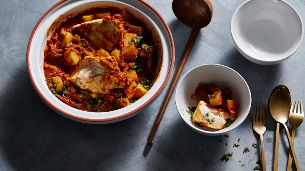 Indian spiced fish and potato curry