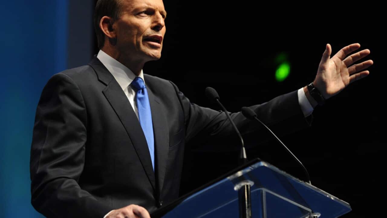 Opposition Leader Tony Abbott at the Liberal campaign launch