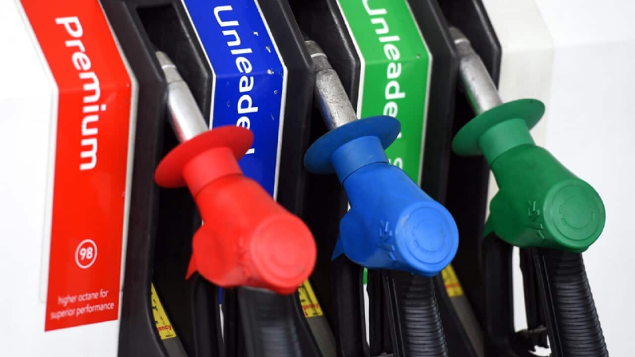 Petrol pumps at a petrol station