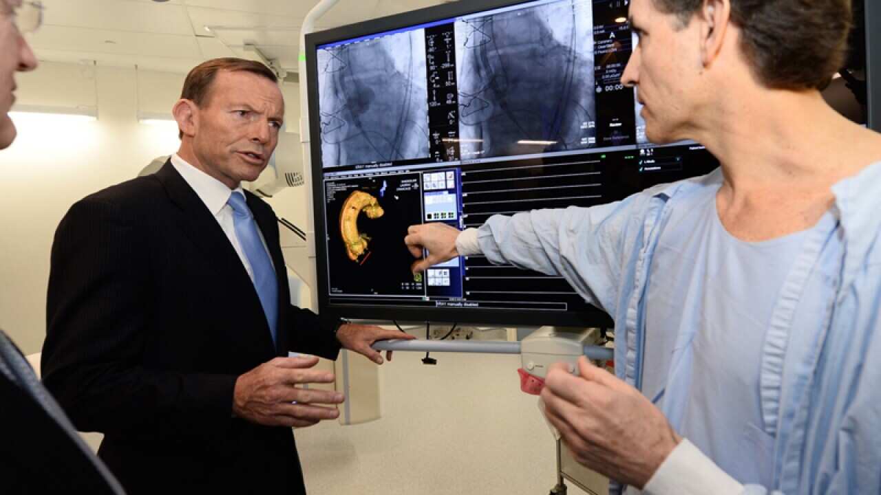 Opposition Leader Tony Abbott during a visit to St Vincent's Hospital