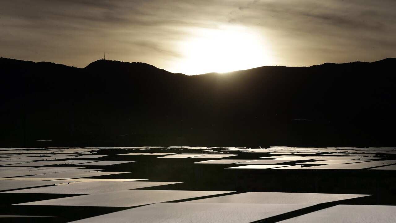 BrightSource Energy's Ivanpah Solar Electric Generating System in California's Mojave Desert has 173,500 sets of paired mirrors, such as these seen Dec. 16, 2013, that reflect sunlight onto towers that hold water. The heat from the sunlight turns the wate
