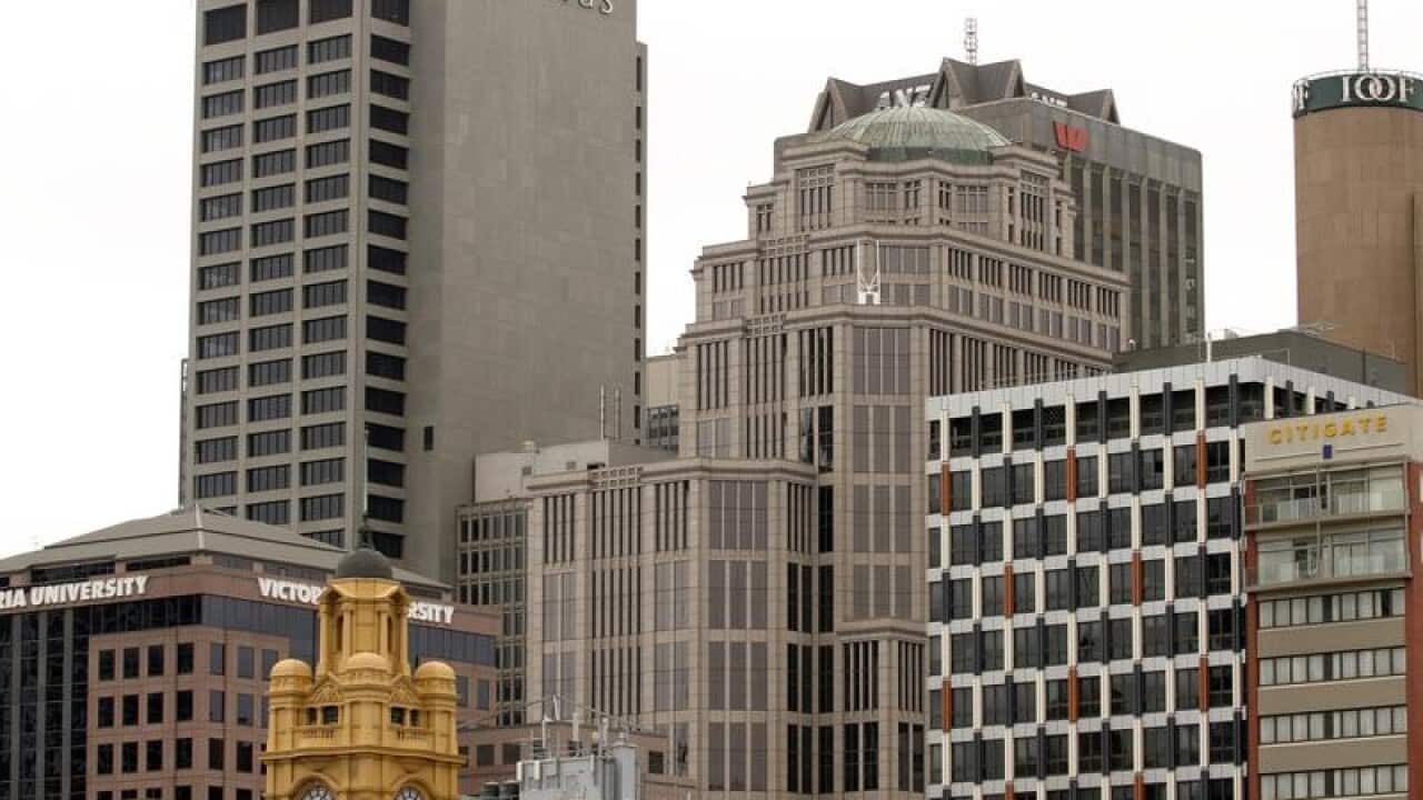shot of Melbourne downtown office buildings