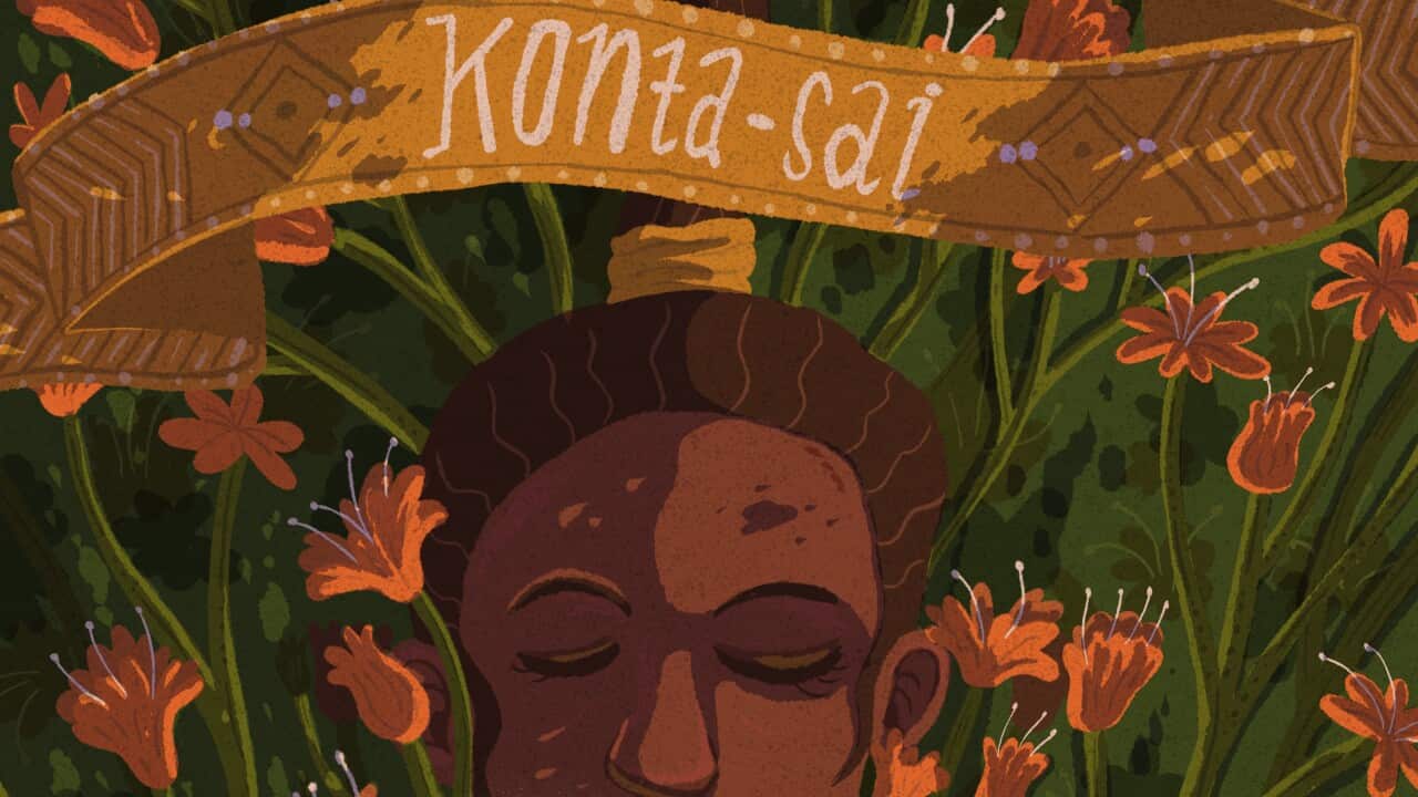 Poster for the award-winning short animated film, Konta-Sai.