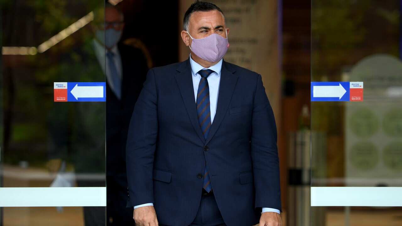 Acting NSW Premier John Barilaro arrives to address media during a COVID-19 press conference update in Sydney, Wednesday, January 6, 2021.