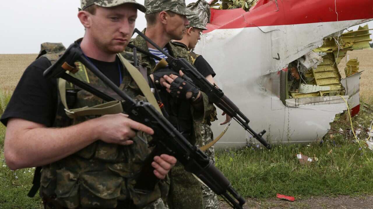 Armed pro-Russian militants in Donetsk
