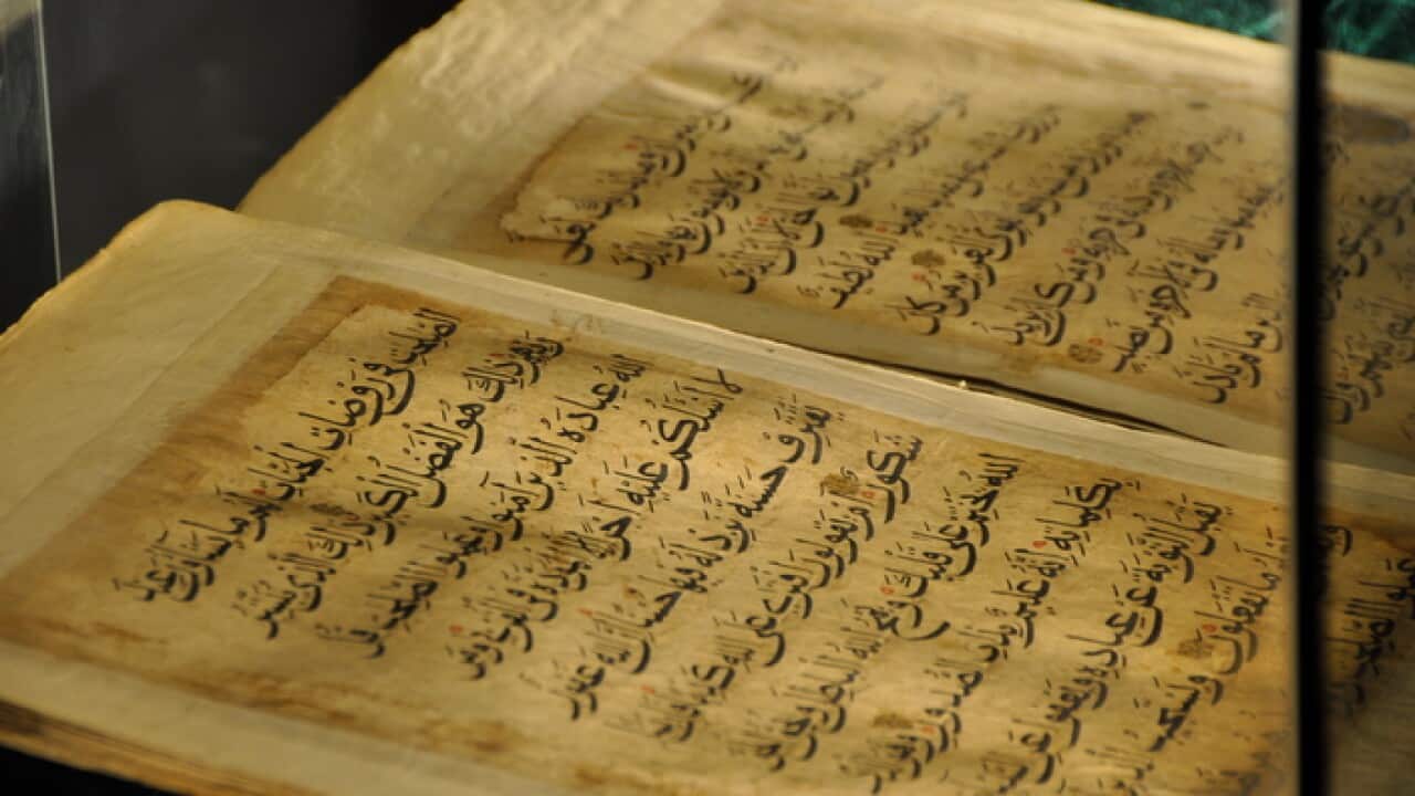 One of the three oldest handwritten copies of the Koran is on display to the public in northwest China's Qinghai province.