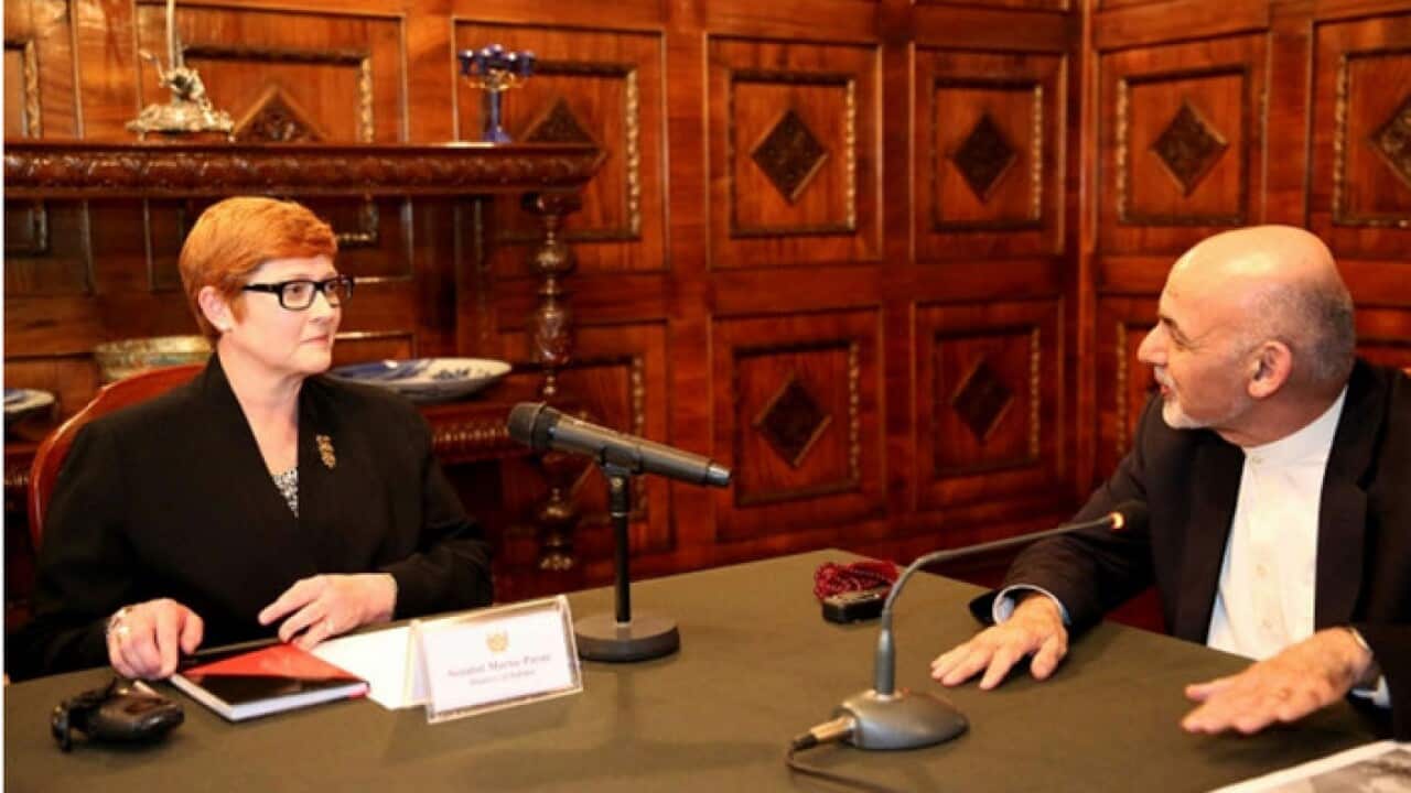 Marise Payne with Ashraf Ghani