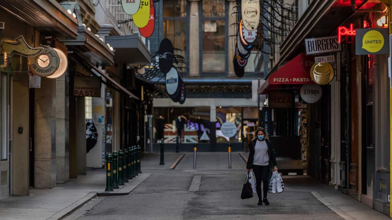 Degraves Street laneway en Melbourne, vacío.
