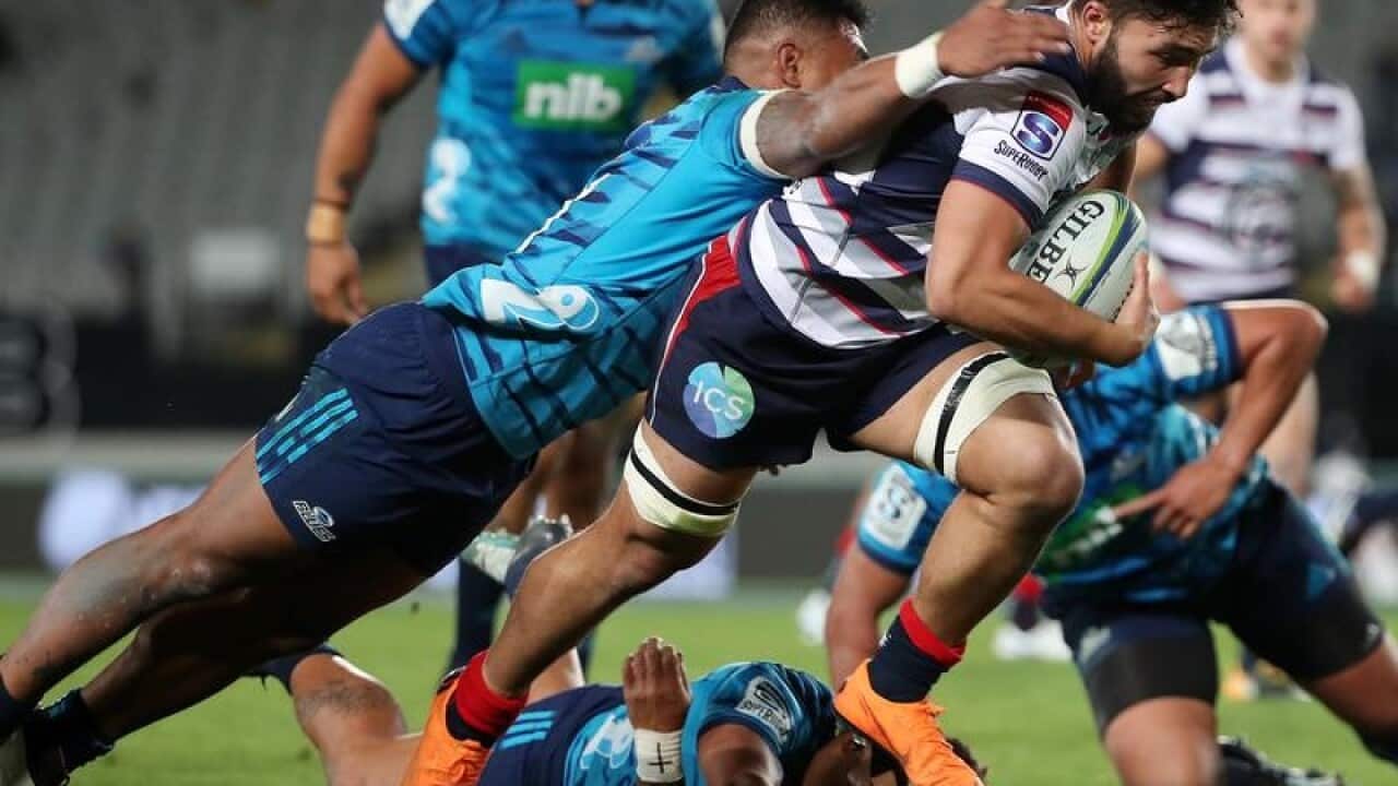 Colby Fainga'a in action for the Melbourne Rebels.