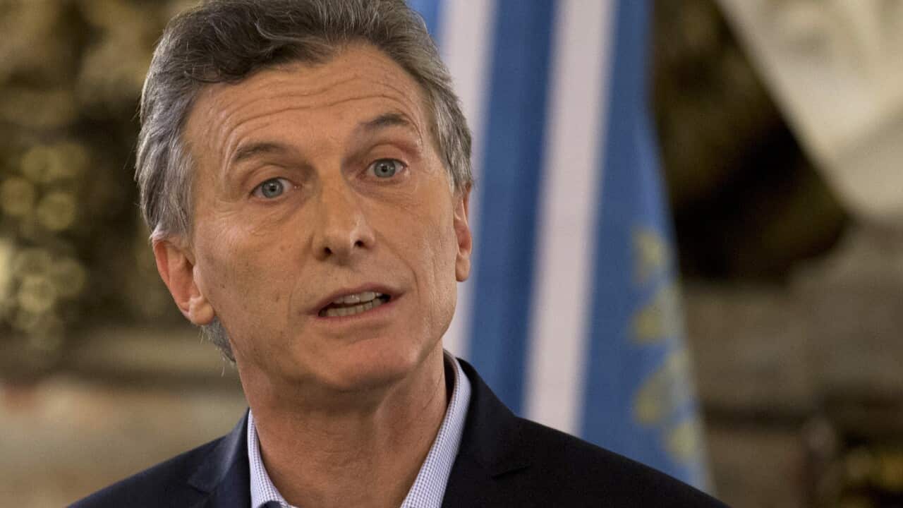 President Mauricio Macri speaks at the government house in Buenos Aires, Argentina, Thursday, April 7, 2016