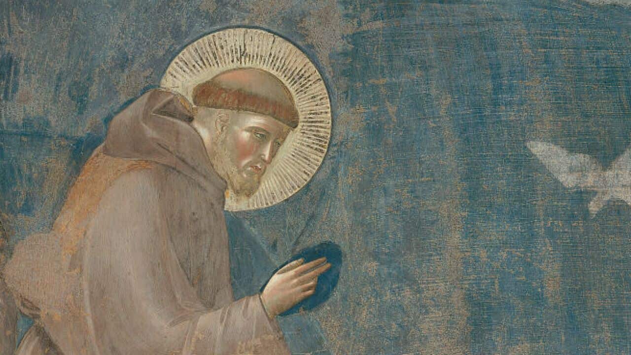 The Preaching to the Birds, by Giotto, 1297 - 1300, 13th Century, fresco, cm 270 x 230.