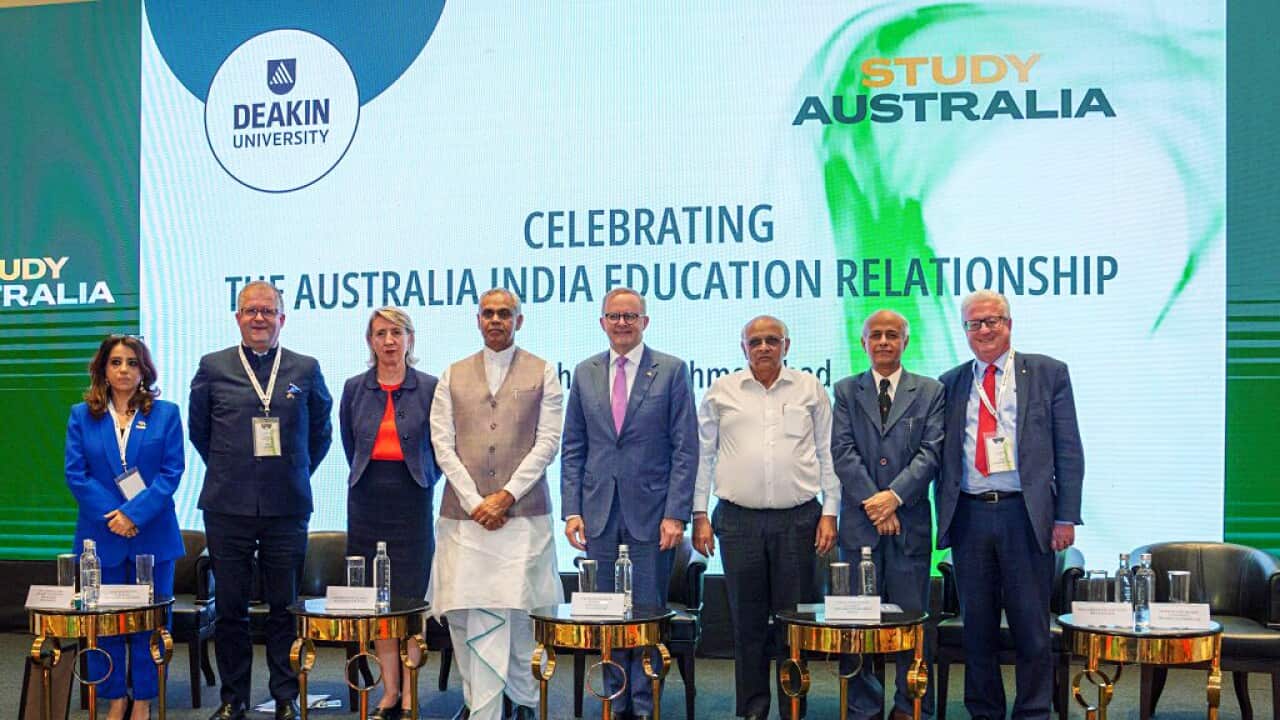PM Anthony Albanese with Gov Acharya Devvrat and CM Bhupendra Patel