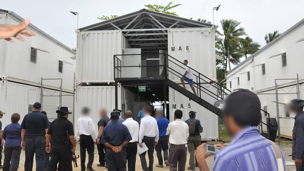 The stairwell where asylum seekers say Iranian asylum seeker Reza Berati was first thrown from, then beaten to death, in the Bravo compound of the Manus Island detention centre. (AAP)