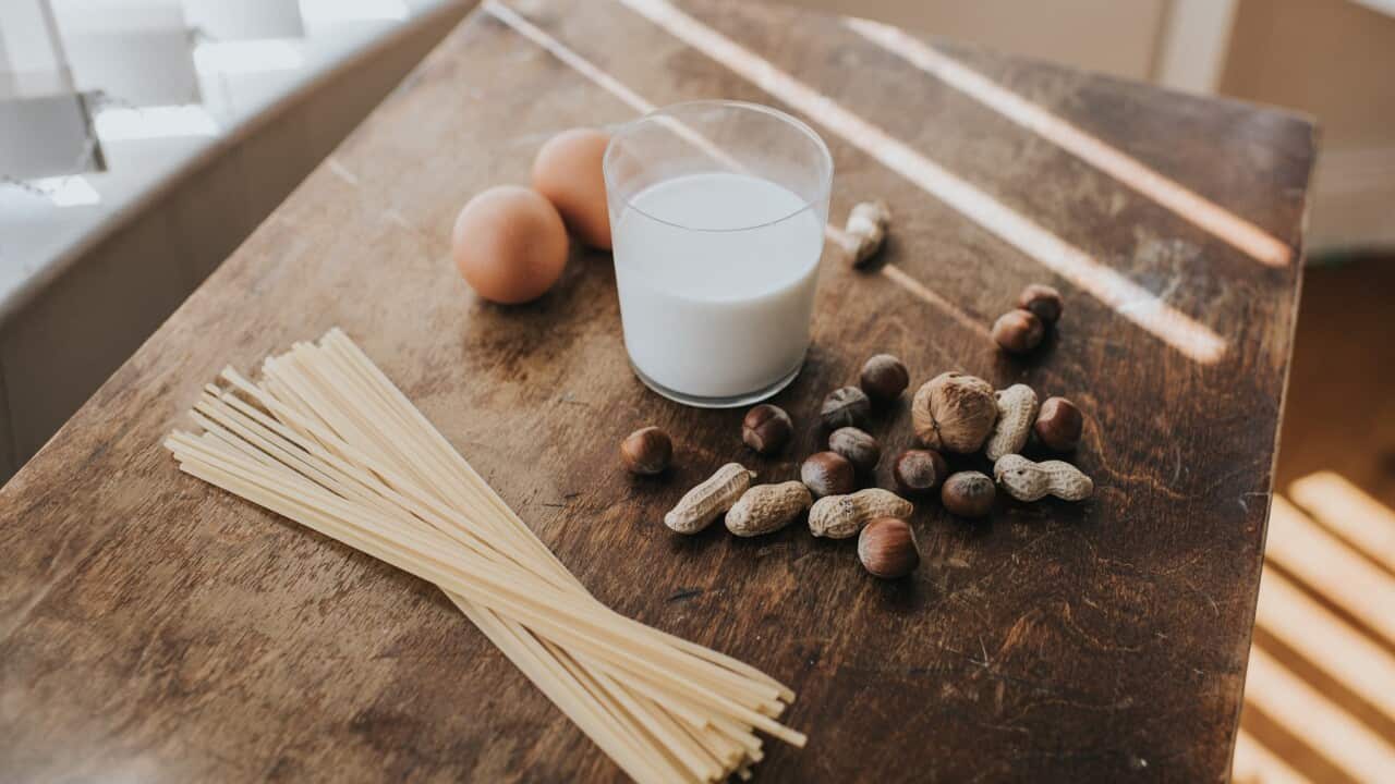 Eggs, Pasta, Nuts and Milk