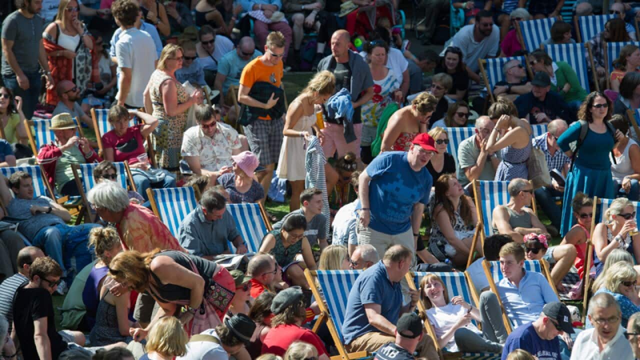 Festival goers during a festival in Wales