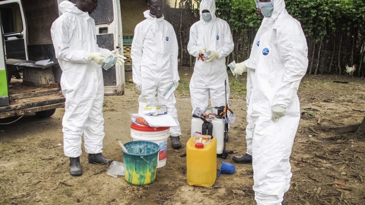 Health workers wear protective gear