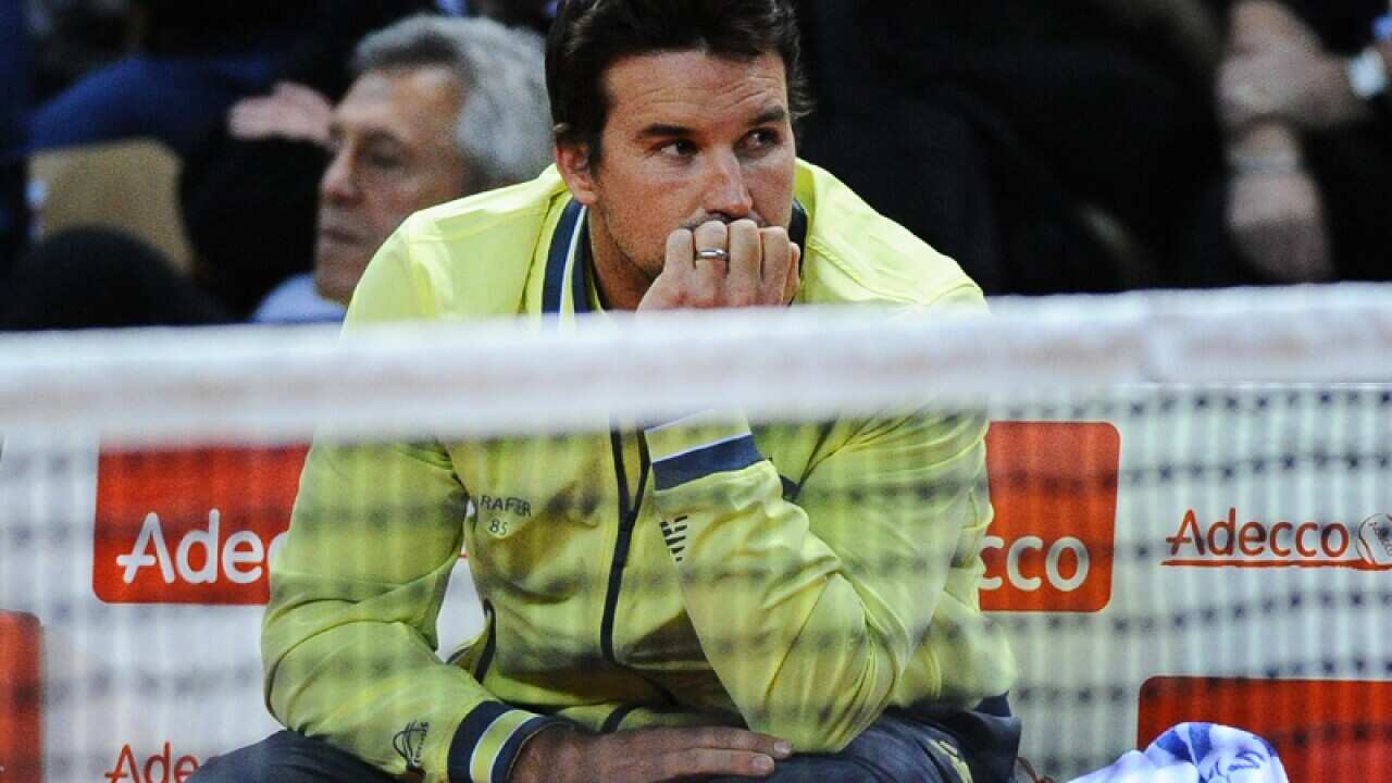 Pat Rafter during the Davis Cup tie against loss to France