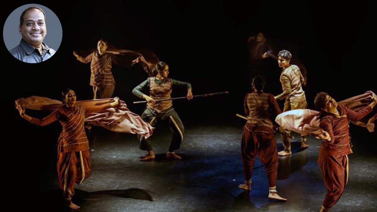 Agathi stage performance. Inset: Aravinth Kumarasamy