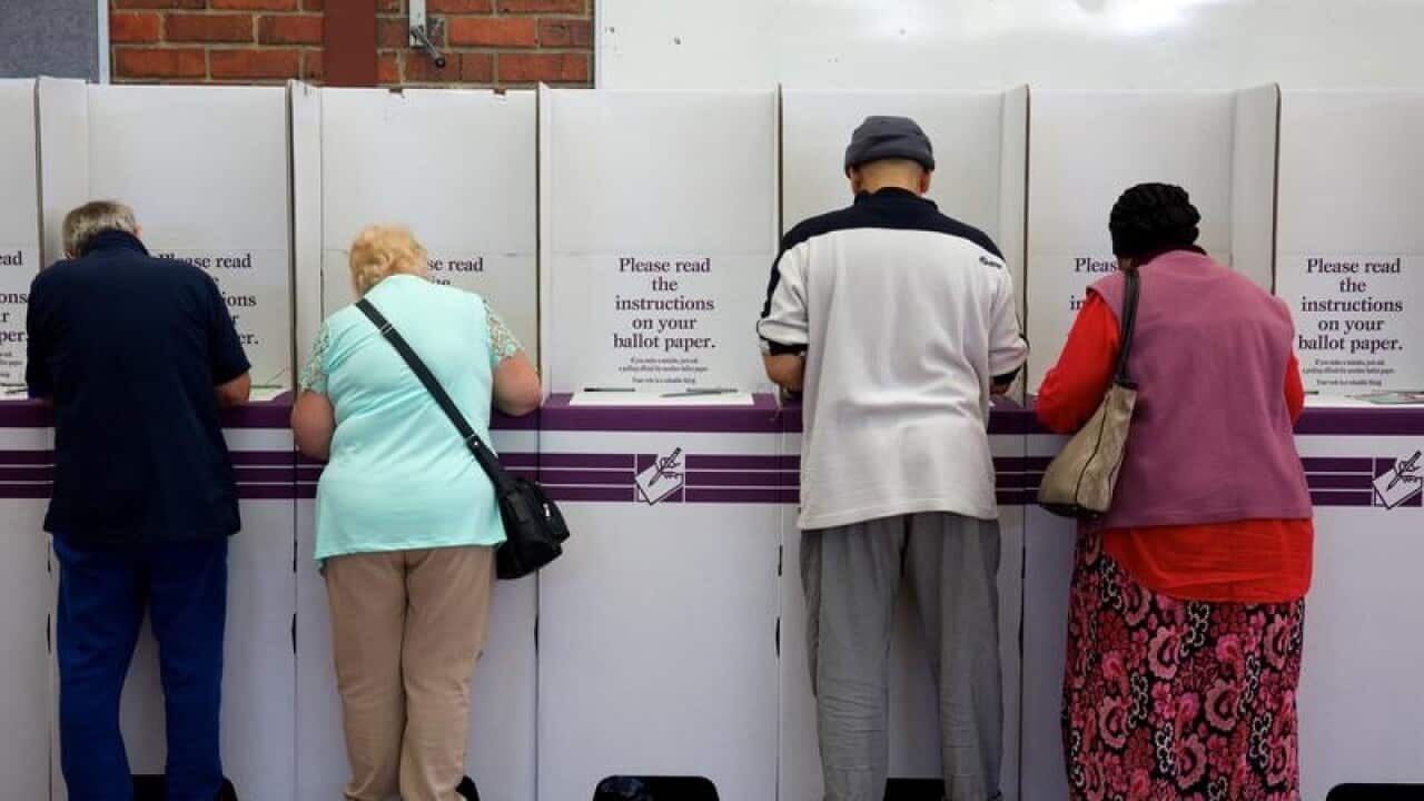 Australians voting at a polling station a recent election.