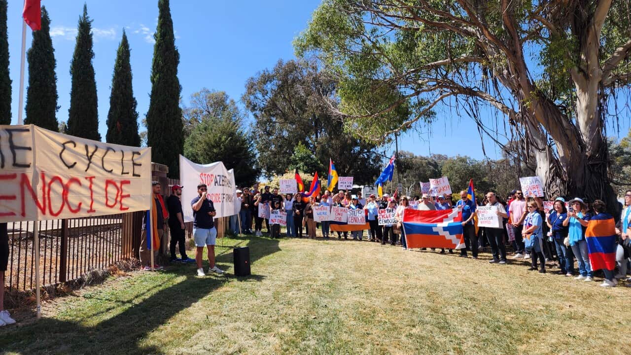 Protest in front of the Turkish embassy