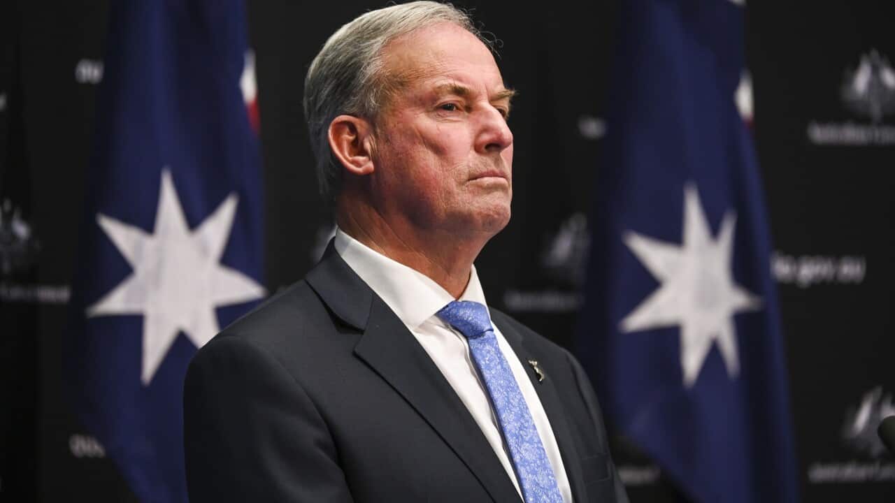 Aged Care Minister Richard Colbeck pictured at a press conference at Parliament House.