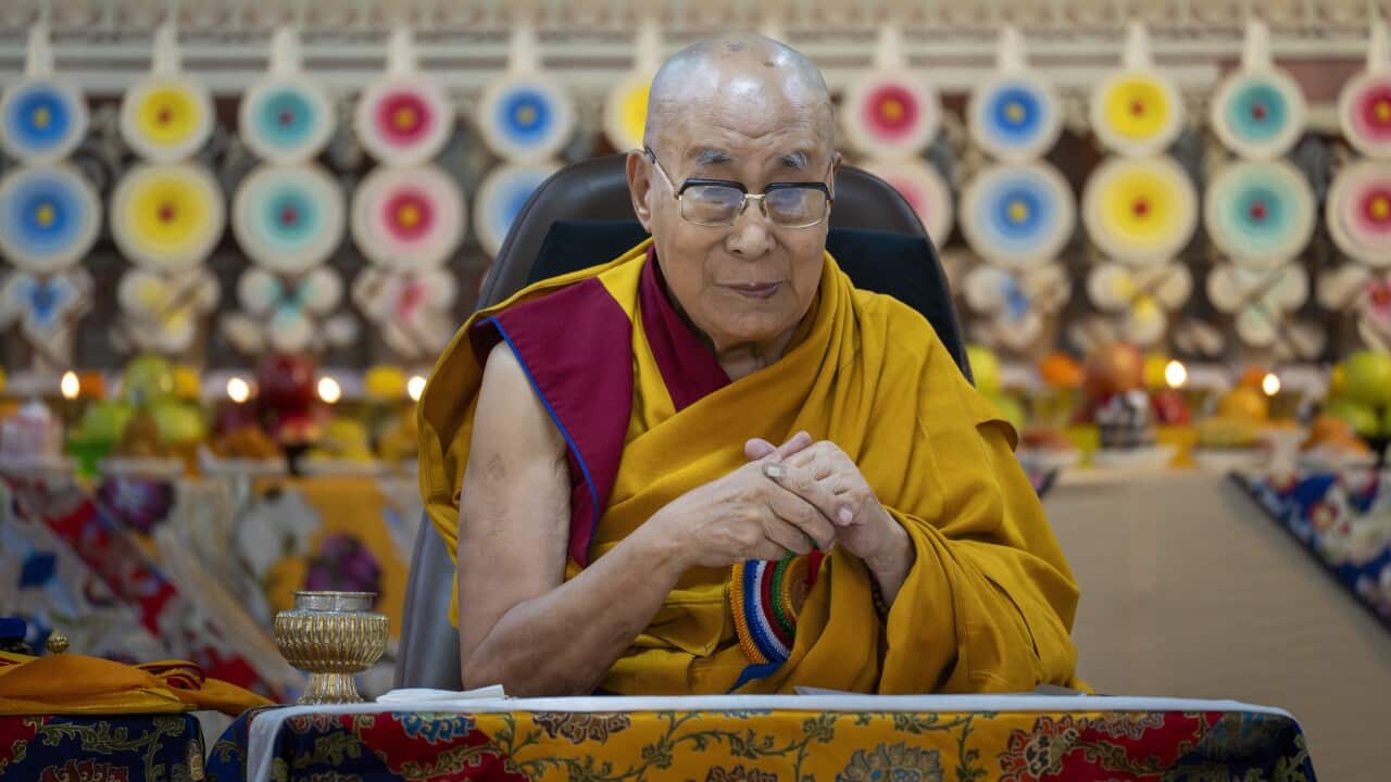 Tibetan spiritual leader the Dalai Lama presides over an event celebrating his 90th birthday according to a Tibetan calendar at the Tsuglakhang temple in Dharamshala, India, Monday, June 30, 2025.