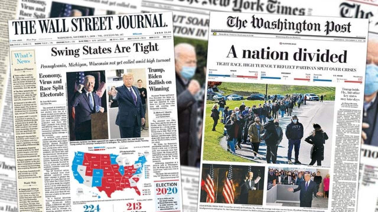 Major American newspapers headlines depicted the confusion over who will finally become the new US president.