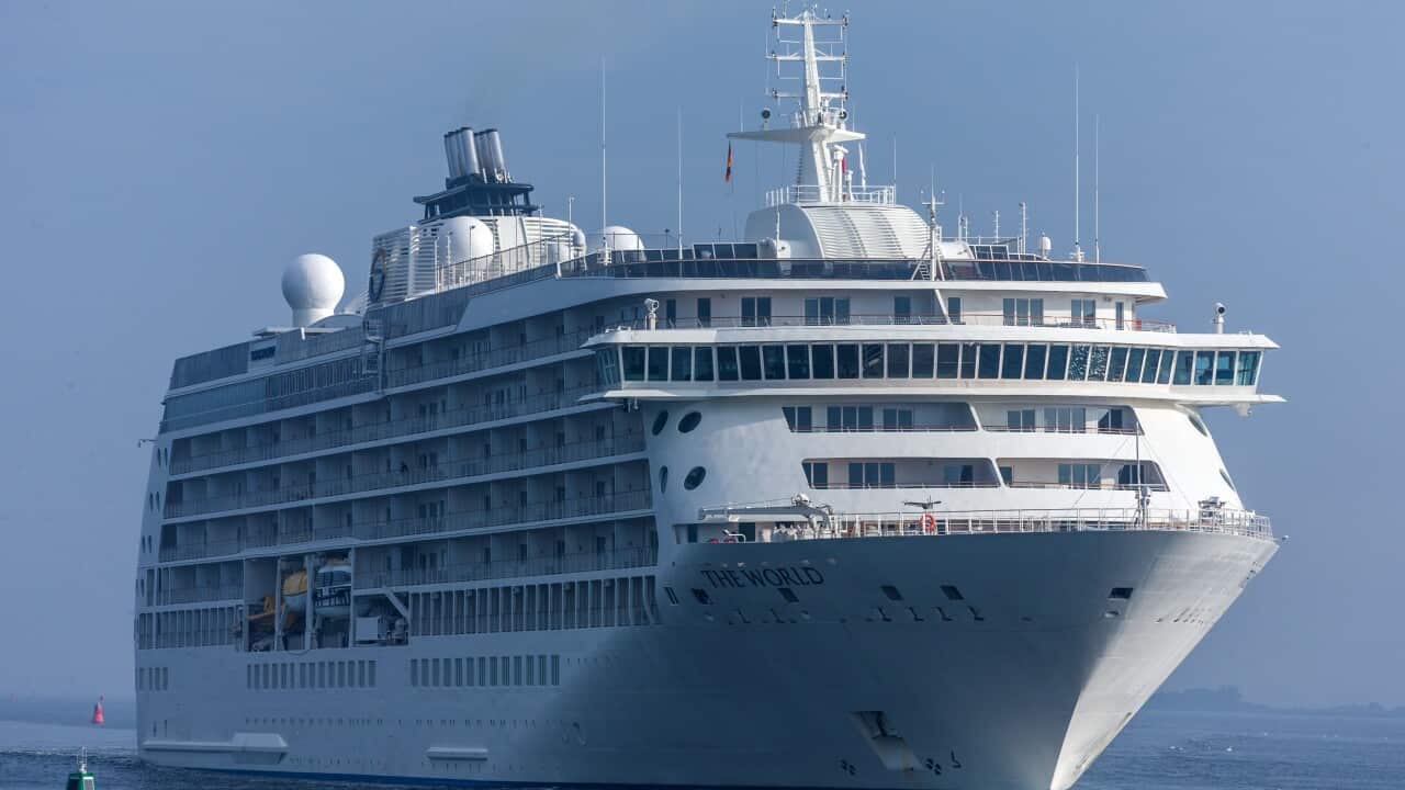 A cruise ship coming into port.