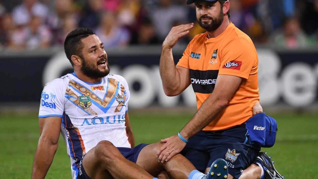 Titans player Jarryd Hayne sustains an injury