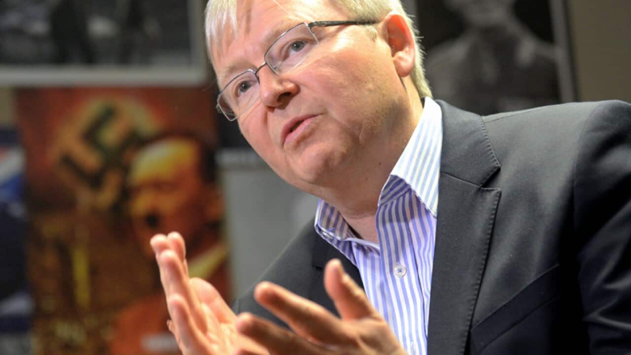 PM Kevin Rudd during a visit to Bede Polding College, Sydney