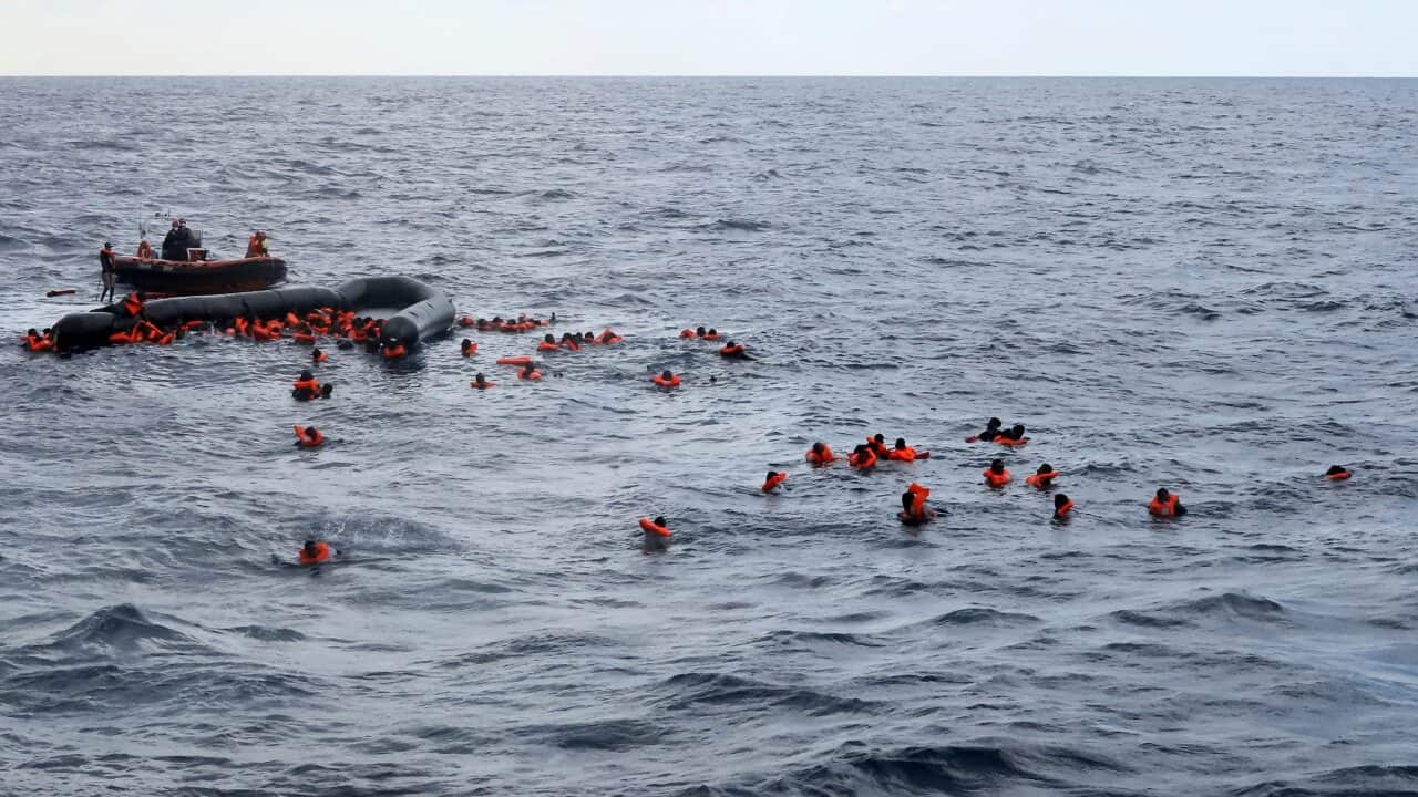 Refugees and migrants are rescued by members of the Spanish NGO Proactiva Open Arms, after leaving Libya trying to reach European soil.