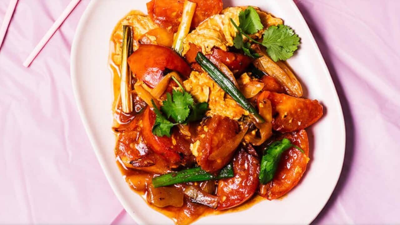 The tomato and egg dish is one of Asia's most well-known comfort foods. (Alana Dimou)