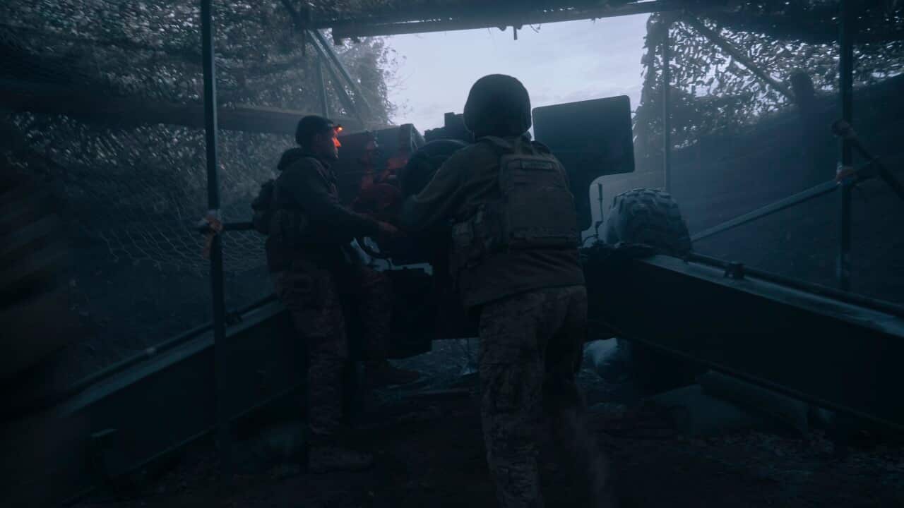 Ukrainian artillerymen of the 152nd Separate Grenadier Brigade operate